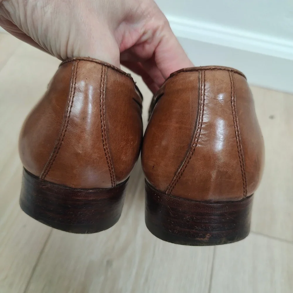 Vintage 1980s Gucci Loafers‎ Mens 44.5 11.5 Tan Leather Tassel Preppy